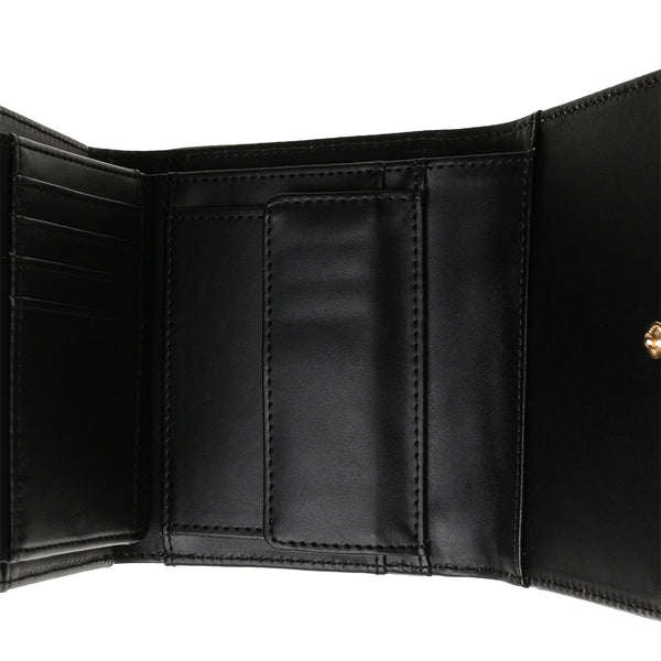 BZURIE Gold Leather Short Clip - Black