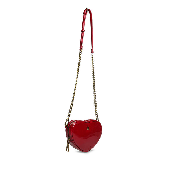BTENDER Patent Leather Heart Crossbody Bag - Red