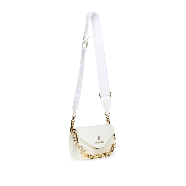 BHESSA Chunky Back Chain Leather Envelope Bag - White
