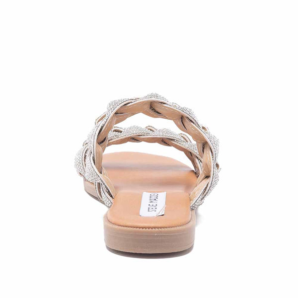 CERSI Woven Kink Double Strap Flat Slides - Silver