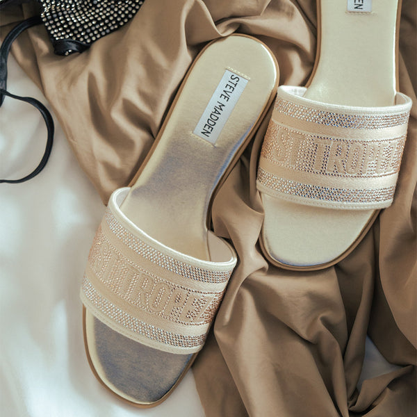 KNOX Embroidered Cotton Slides - Gold