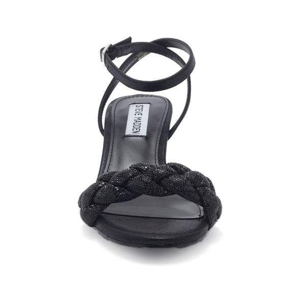 KENIA Woven Wraparound Stiletto Sandals - Black
