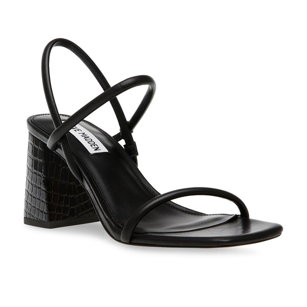 KOSMO Thin Strap Square Toe Block Heel Sandals - Black