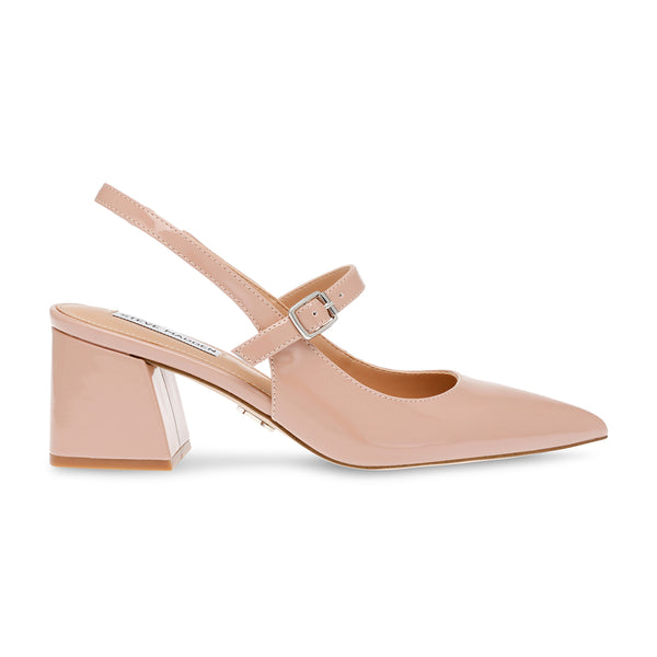 BRISTLY Pointed Toe Wrap Ankle Block Heels - Mirror Pink
