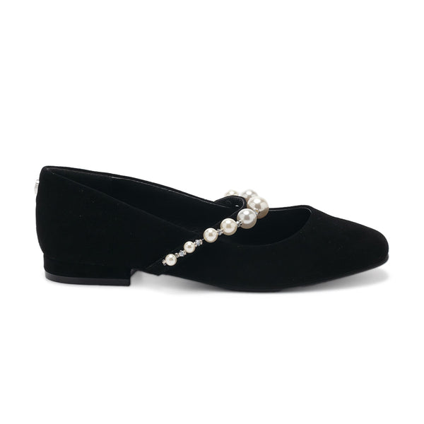 GIORGI Leather Pearl Chain Mary Jane Shoes - Black