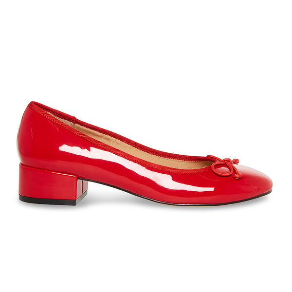 CHERISH Mirror Bow Low Heel Doll Shoes-Red