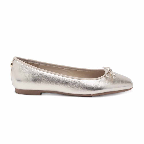 GIZELLE Bow Flat Doll Shoes - Gold