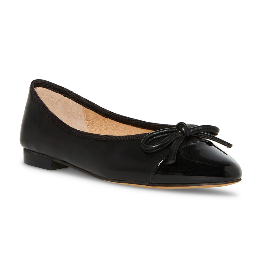 ELLISON Bow Pointed Toe Flat Doll Shoes - Black