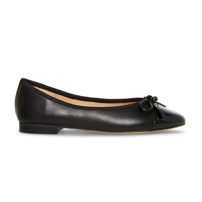 ELLISON Bow Pointed Toe Flat Doll Shoes - Black