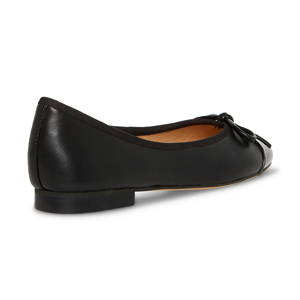 ELLISON Bow Pointed Toe Flat Doll Shoes - Black