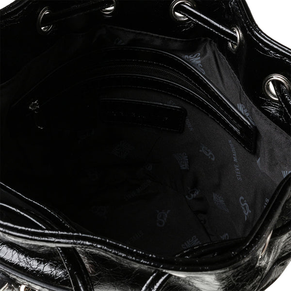 BVALLY Patent Leather Bucket Bag - Black