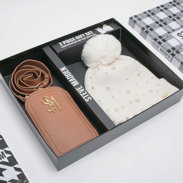 【限量禮盒組】毛帽皮革小包二合一限量禮盒-棕色