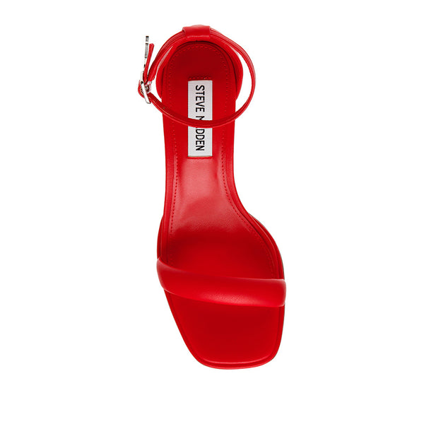 BEL-AIR 一字帶飾扣繞踝高跟涼鞋-紅色