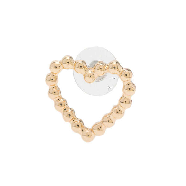 珍珠立體鏤空愛心耳環-金色
