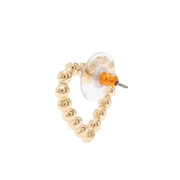 珍珠立體鏤空愛心耳環-金色