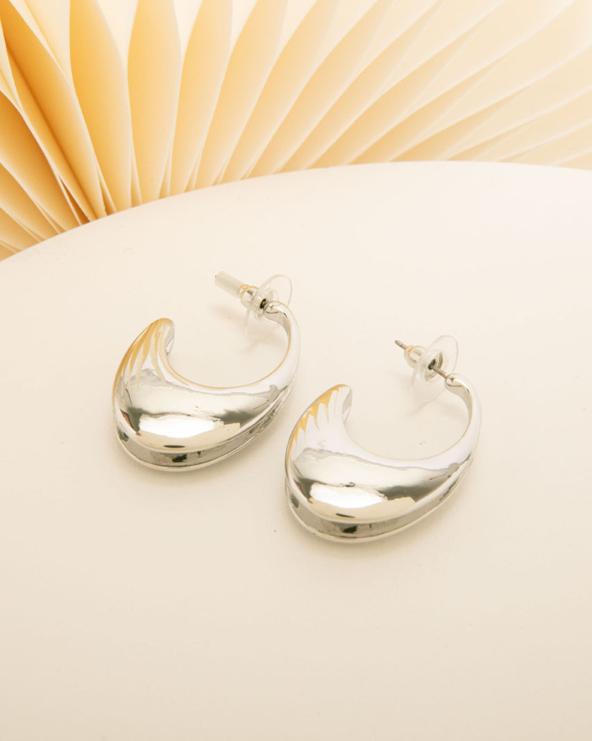 簡約幾何造型耳環-銀色