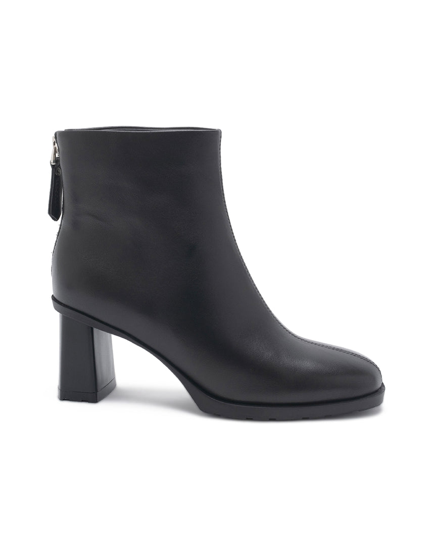 TWJILL 時尚方頭後拉鍊短靴-黑色