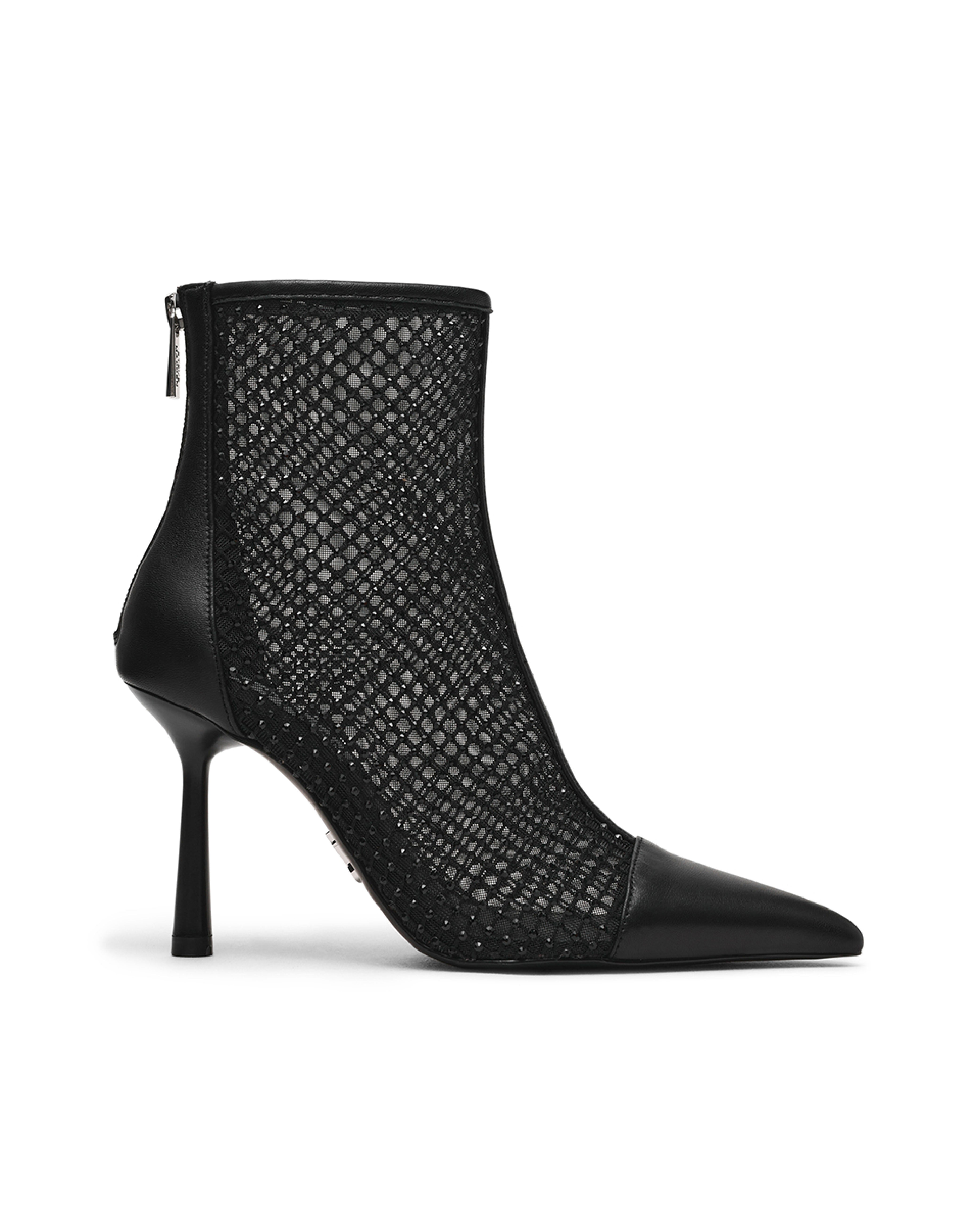 ARLETTE 奢華閃鑽透膚短靴-黑色