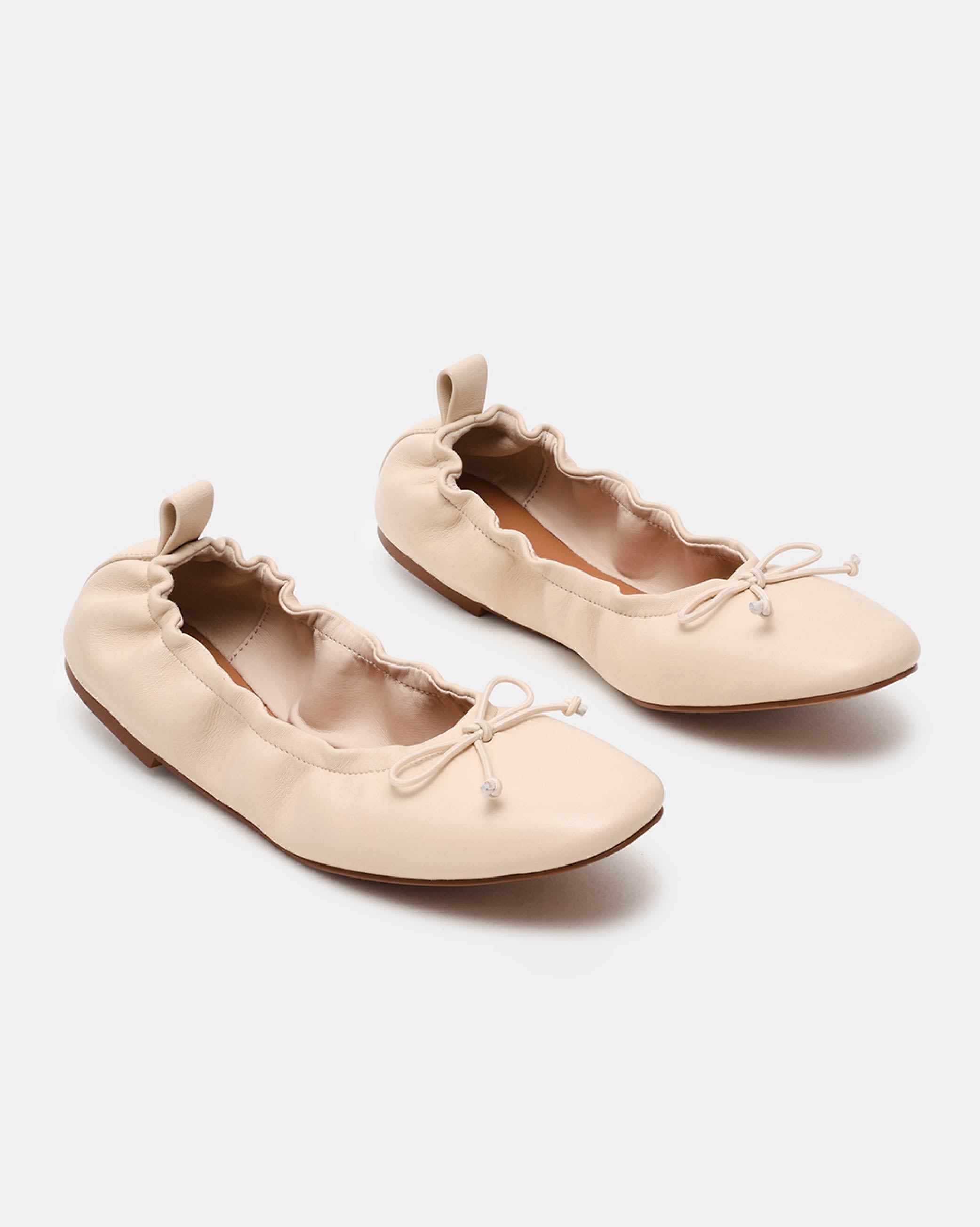 LANTI 素面鬆緊縮口娃娃鞋-白色 - view 2
