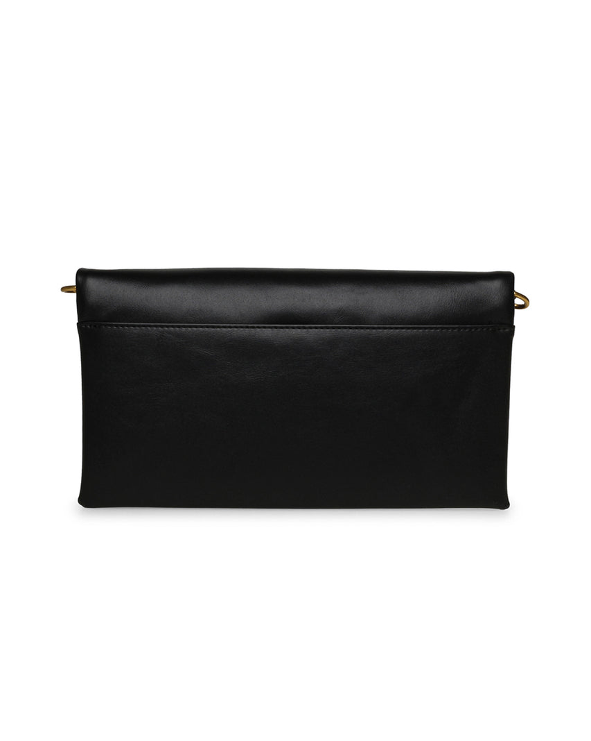 BFRESH 素面翻蓋鍊條側背包-黑色