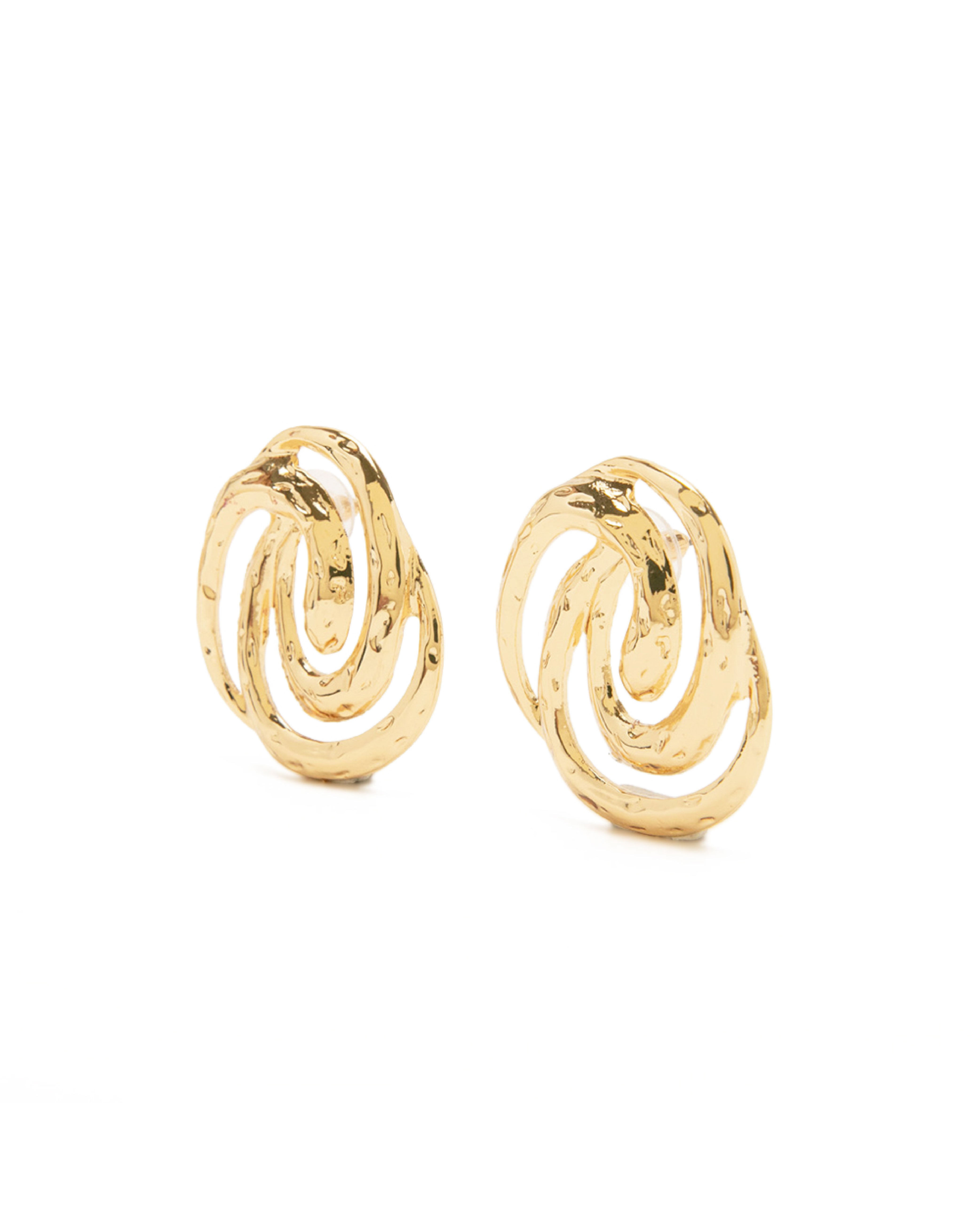 質感雙螺旋線條耳環-金色