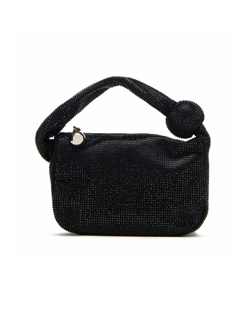 BSPARKLY 奢華鑽面圓形結飾手提包-黑色