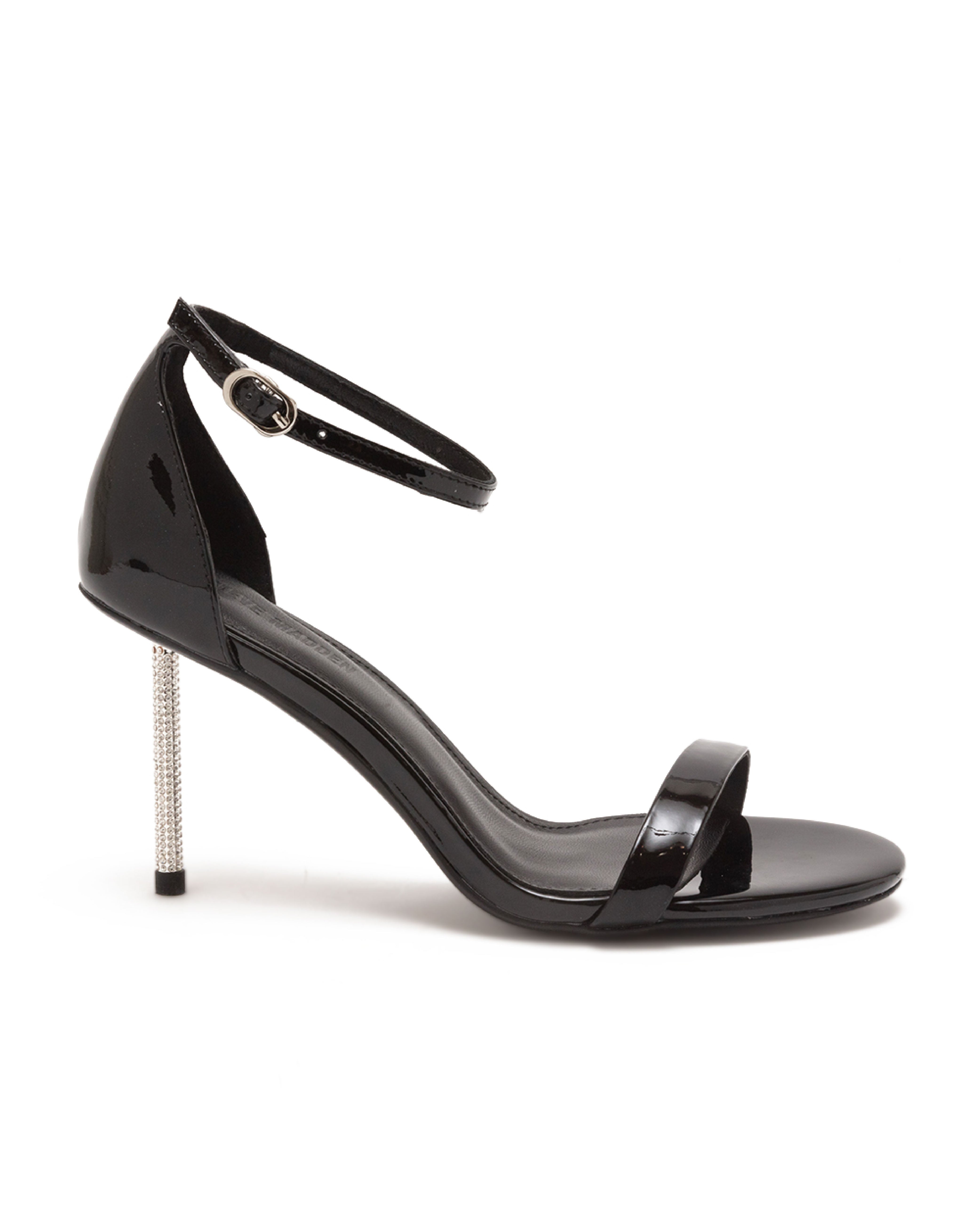 TWHELEN 經典一字帶繞頸涼跟鞋-鏡黑