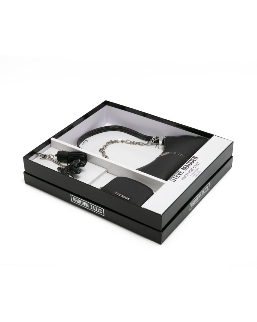 【線上獨家禮盒】雙背帶腋下包/零錢包三件禮盒組-黑色