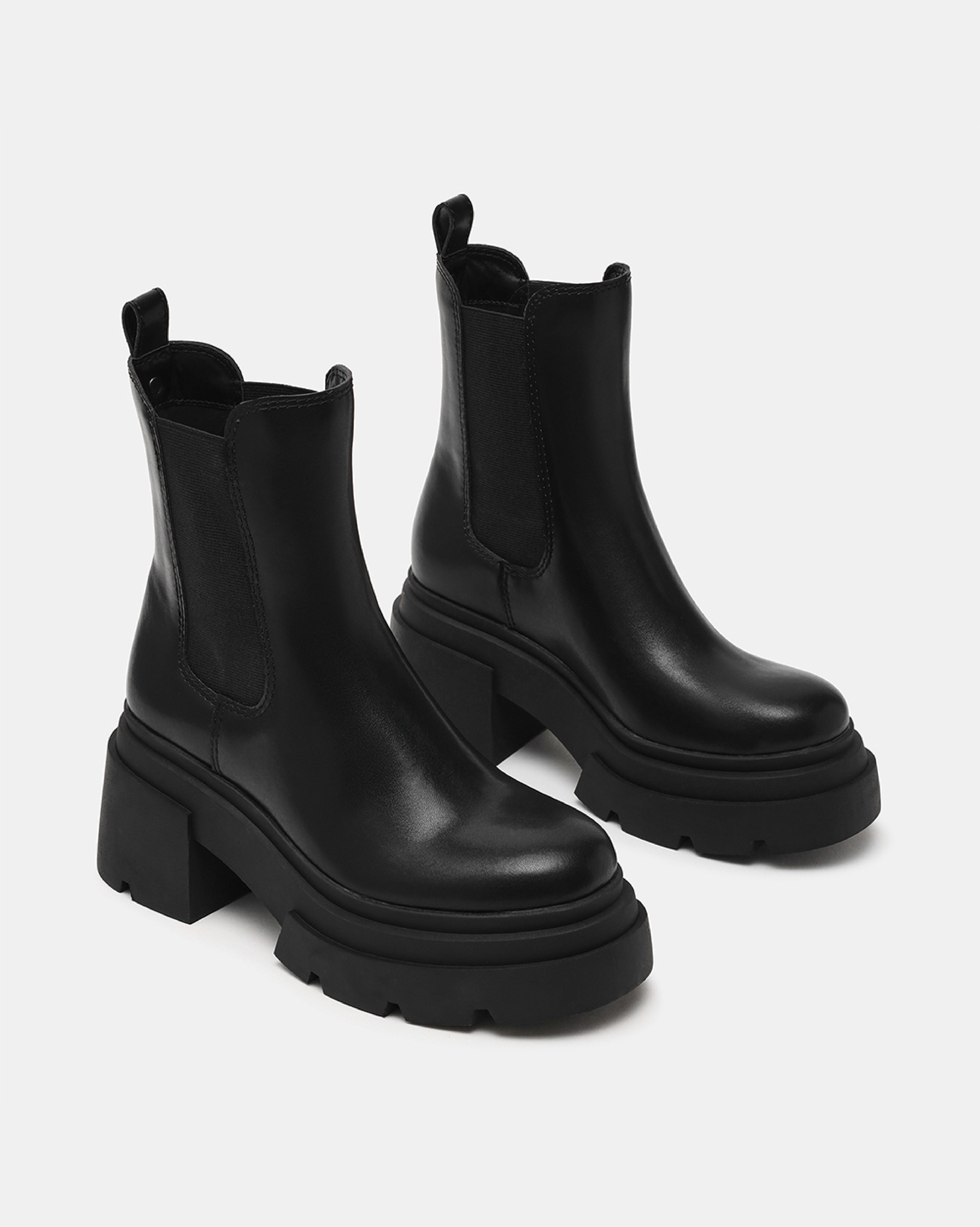 TIDALWAVE 簡約素面厚底切爾西短靴-黑色