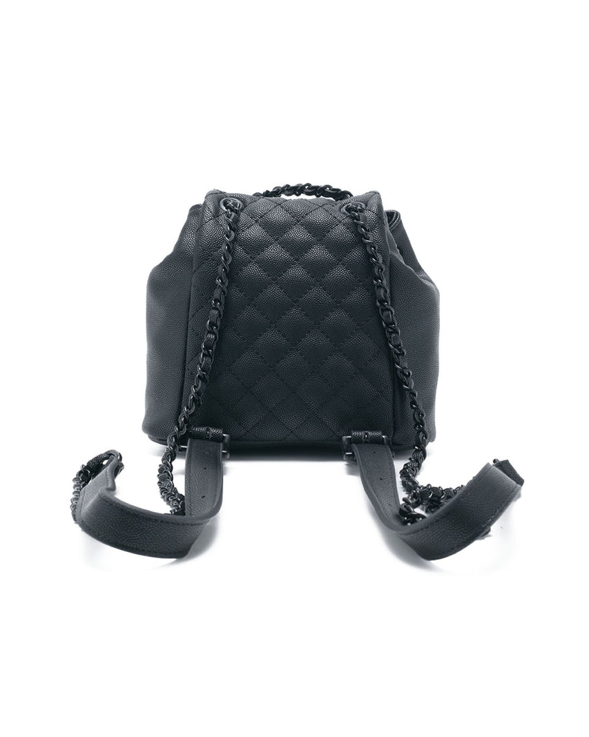 BSEDA 菱格紋雙口袋後背包-黑色