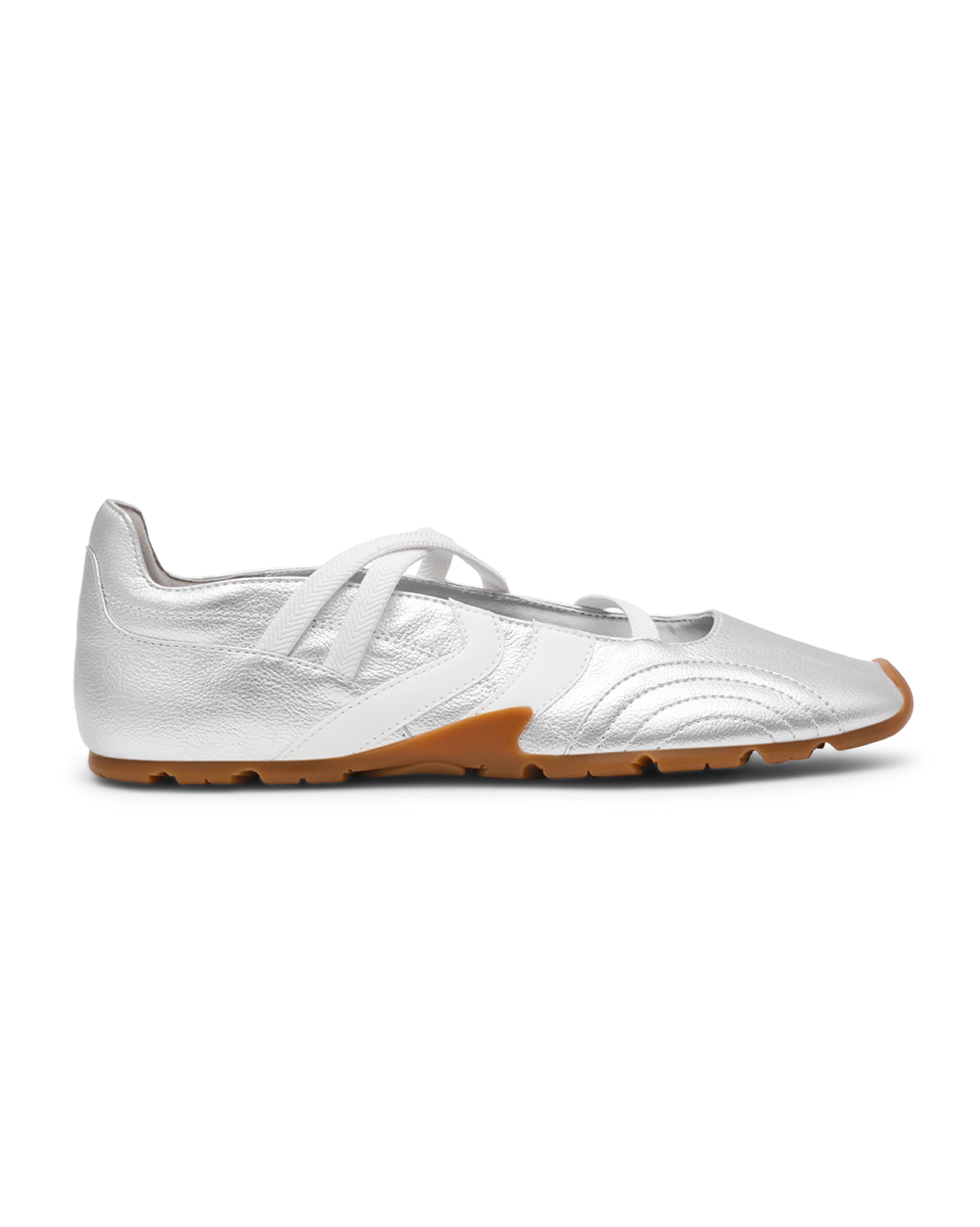 JOISIE 交叉鬆緊休閒瑪莉珍鞋-銀色