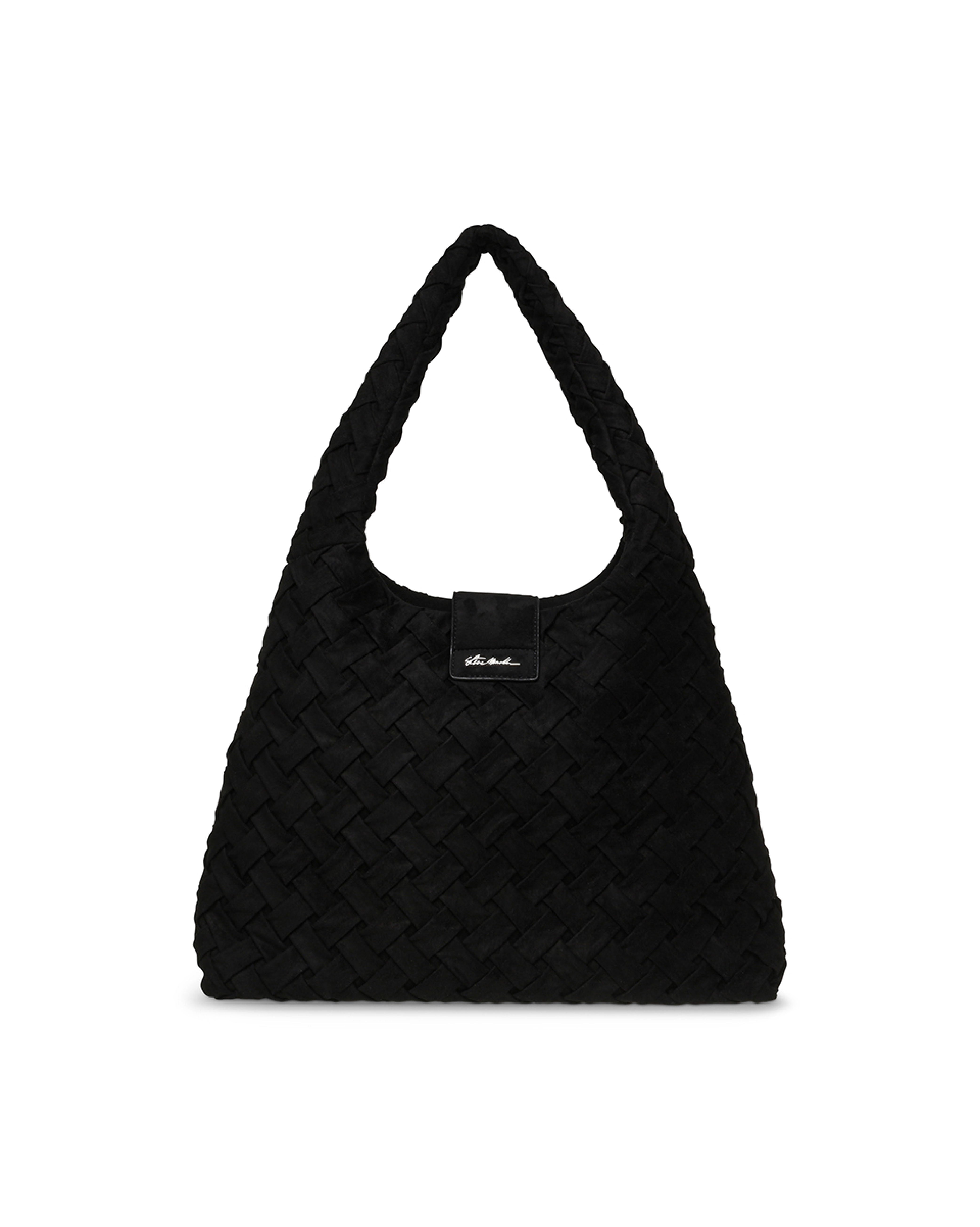 BRHIANON 素面磁釦編織托特包-黑色