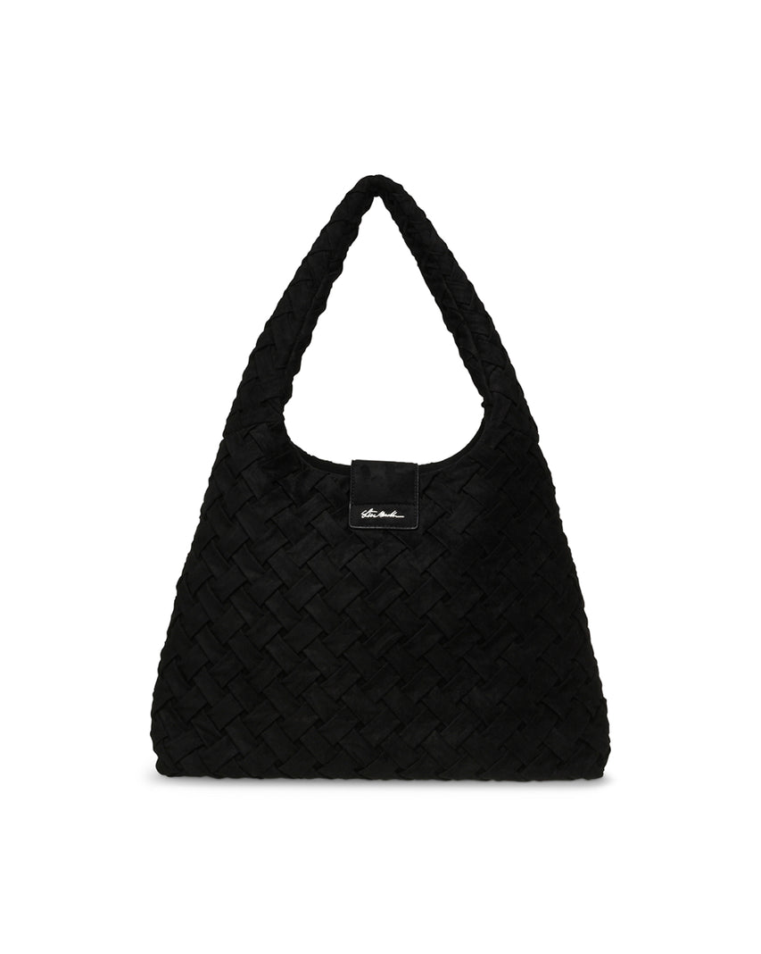 BRHIANON 素面磁釦編織托特包-黑色