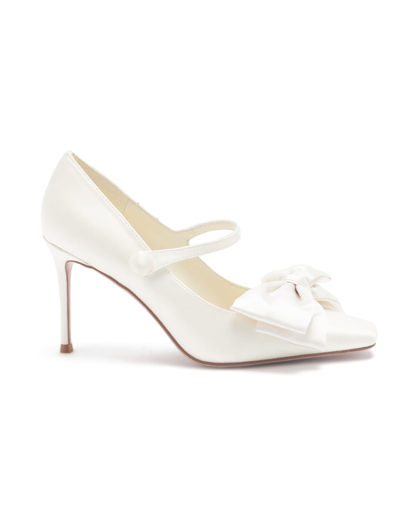 TWASHLEY 方頭蝴蝶結瑪莉珍高跟鞋-金色