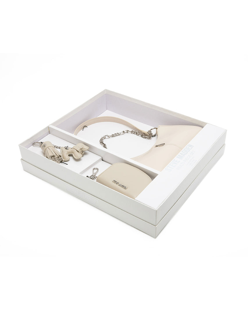 【線上獨家禮盒】雙背帶腋下包/零錢包三件禮盒組-米色