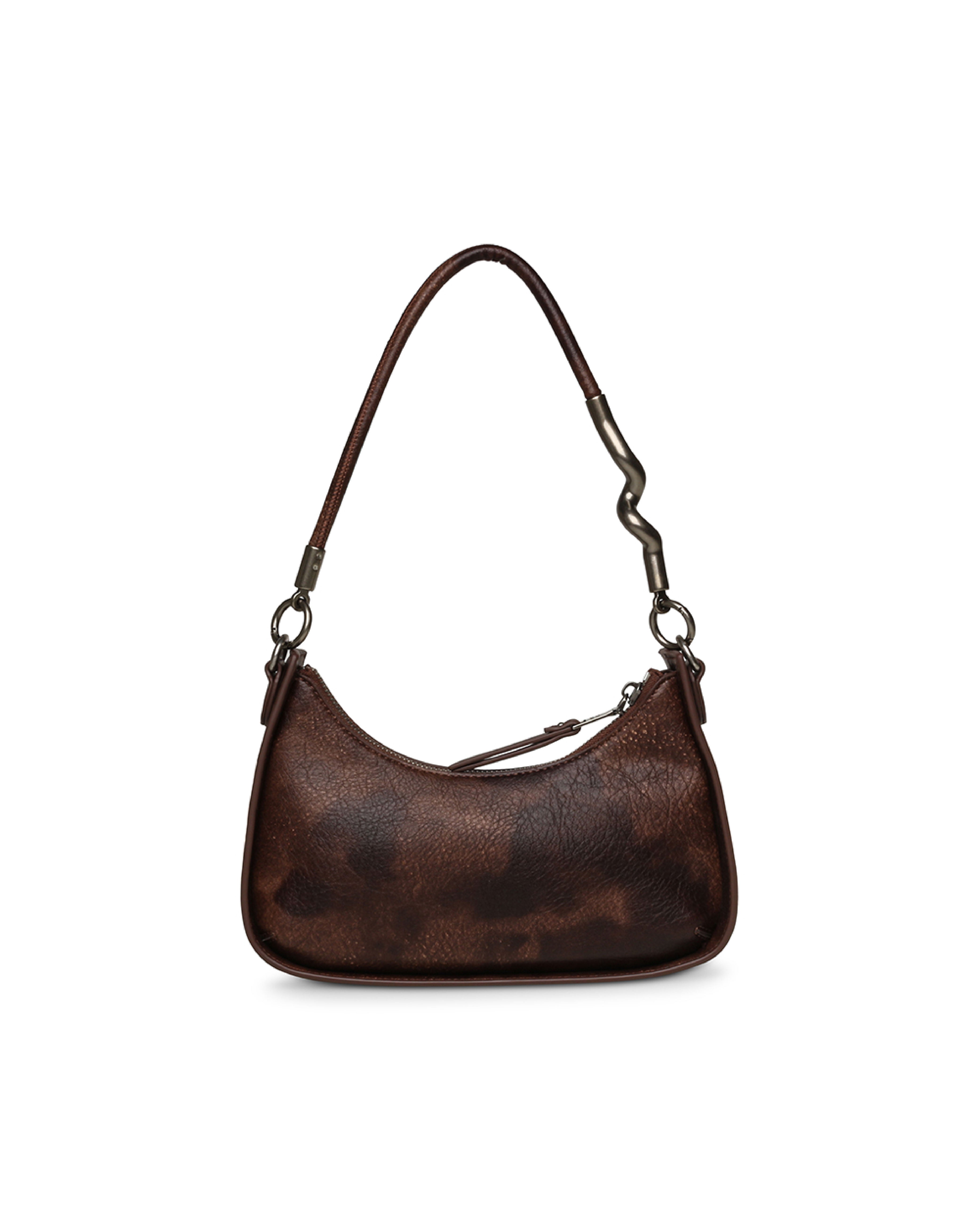 【線上獨家款】BTROPINA 復古刷色腋下包-咖啡色