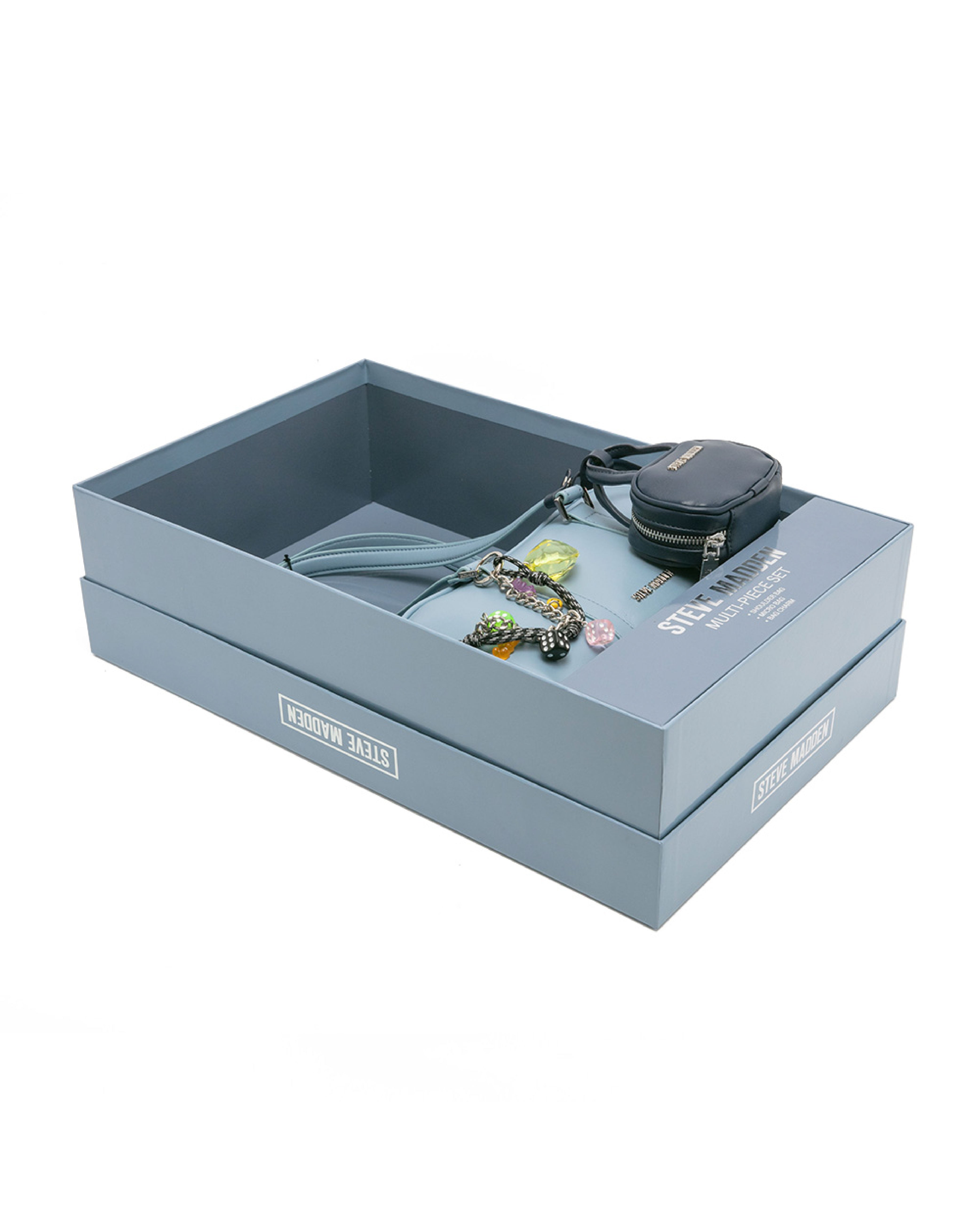 潮流撞色耳機包/法棍肩背包禮盒-藍色