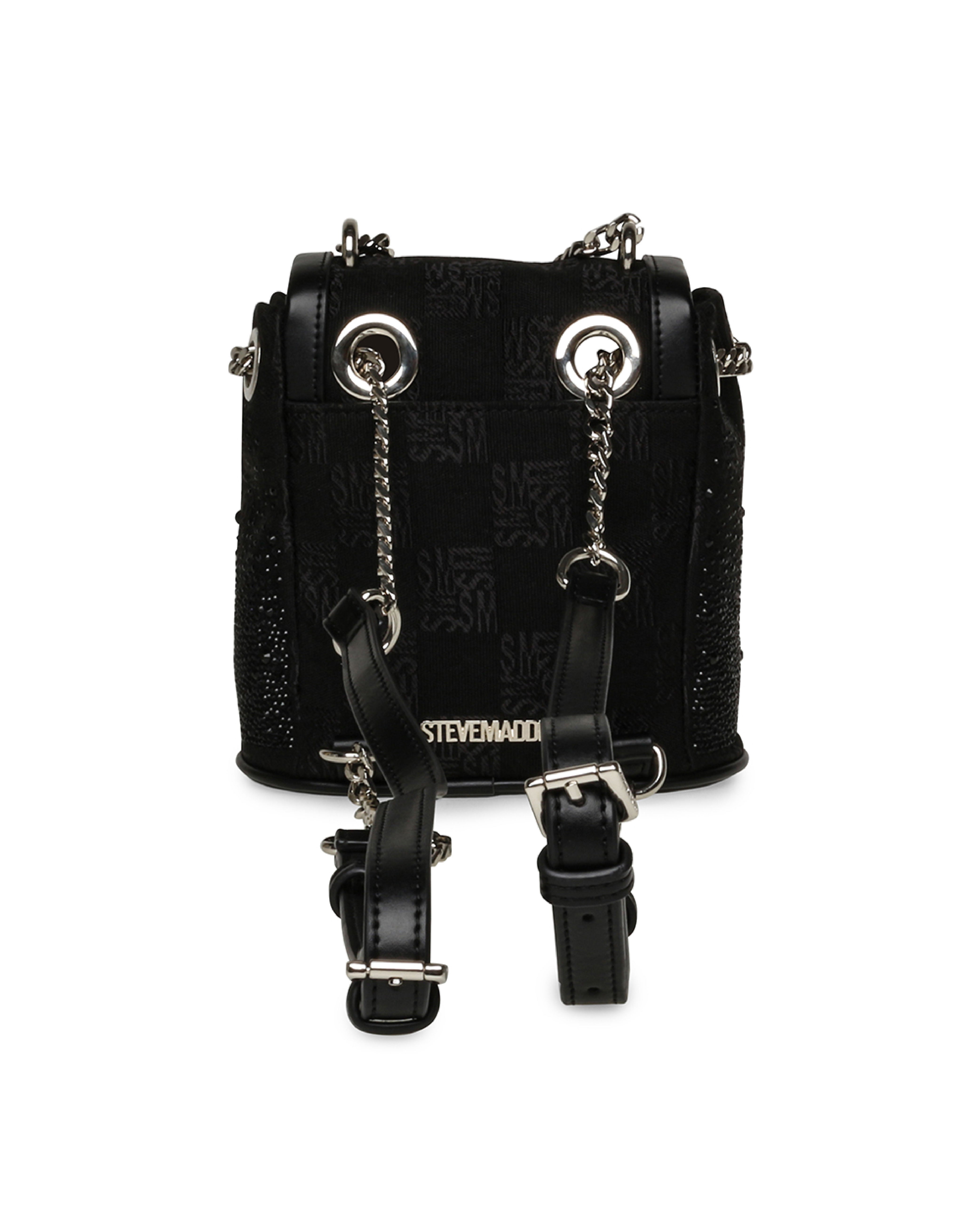 【線上獨家款】BBROOKS-12 低調閃鑽鏈帶小後背包-黑色