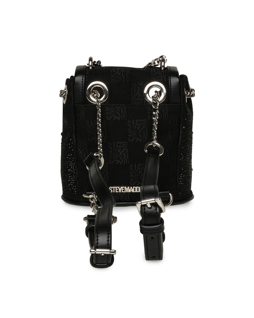 【線上獨家款】BBROOKS-12 低調閃鑽鏈帶小後背包-黑色