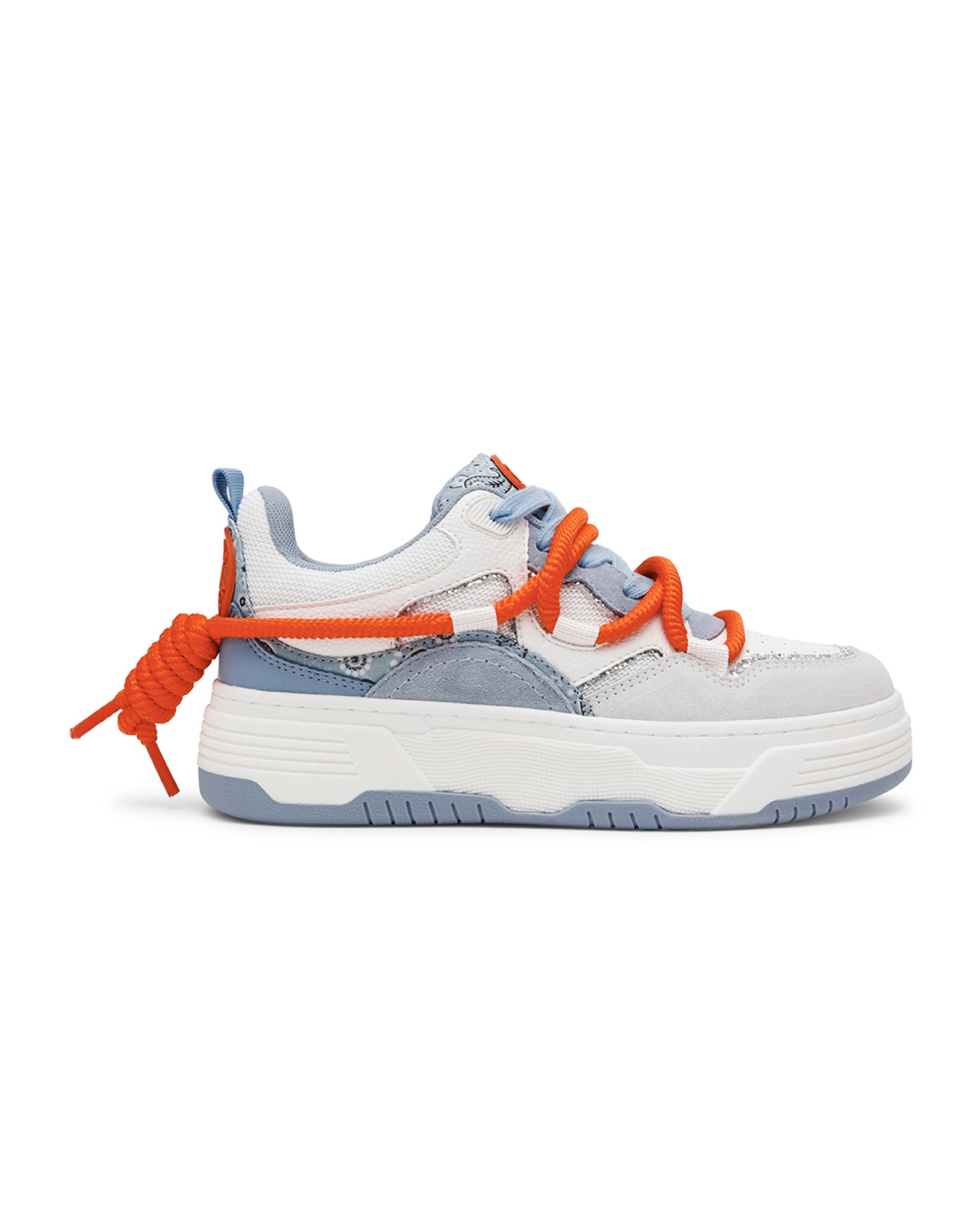 BROUHAHA 潮流撞色鞋帶厚底休閒鞋-藍色