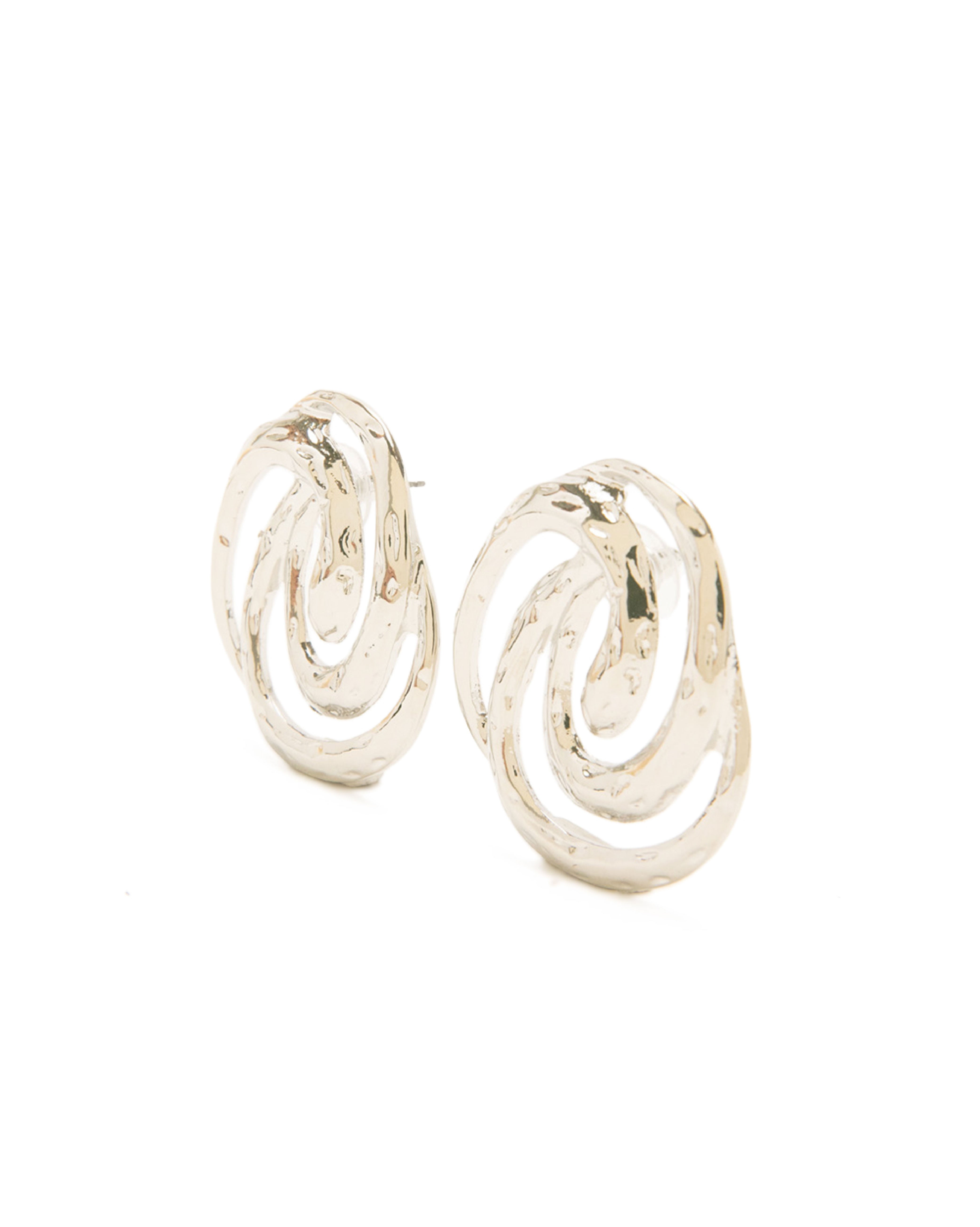 質感雙螺旋線條耳環-銀色