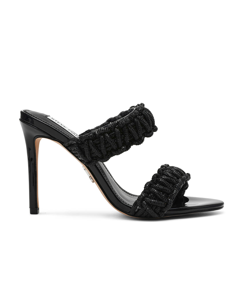 THERESIA 奢華閃鑽編織雙帶涼跟鞋 -黑色