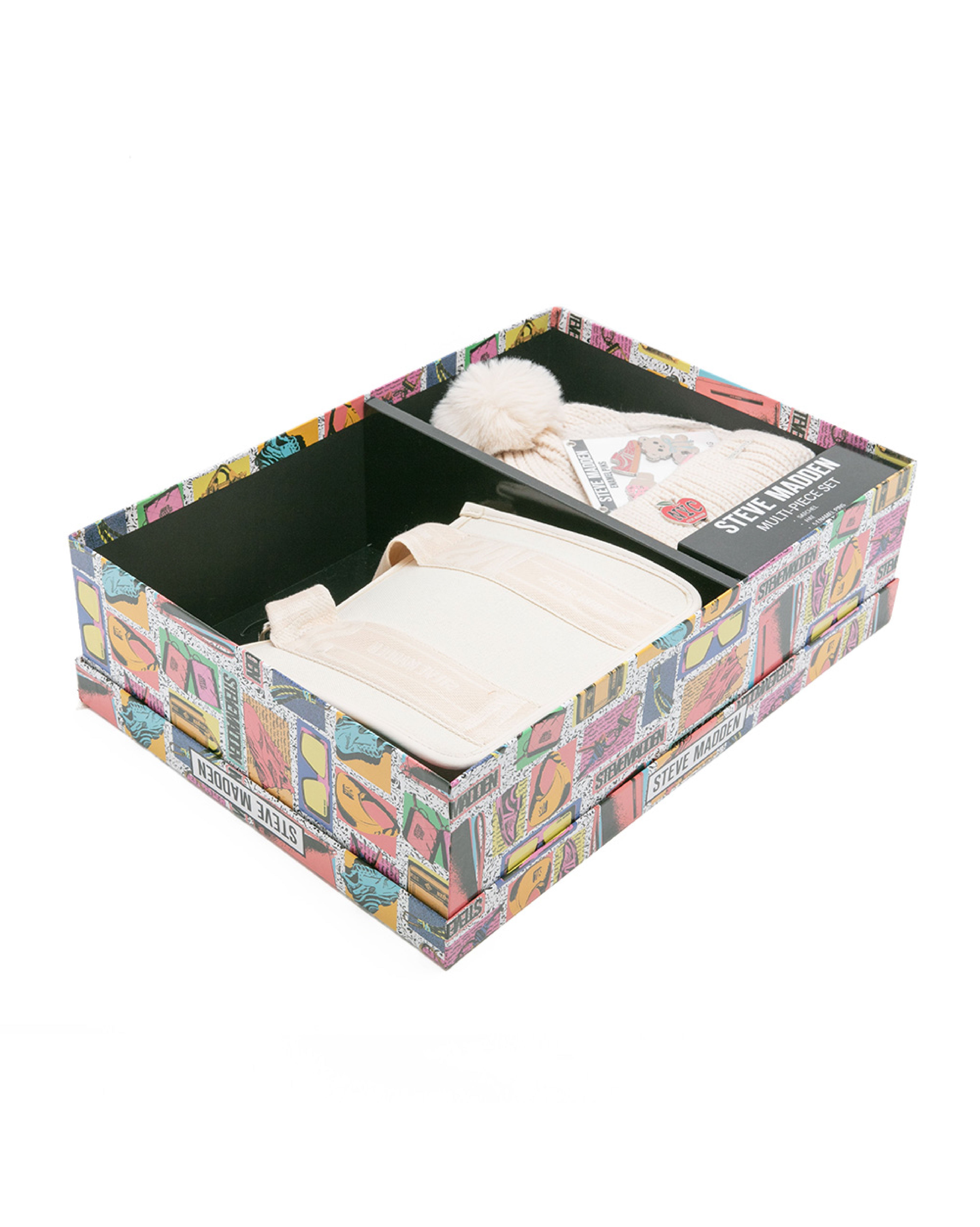 LOGO寬帶兩用包/潮流徽章毛帽禮盒-米色