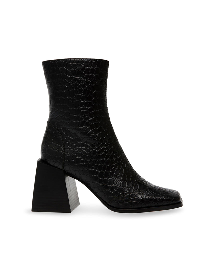 DUCHESS 蛇紋小方頭厚底靴-黑色