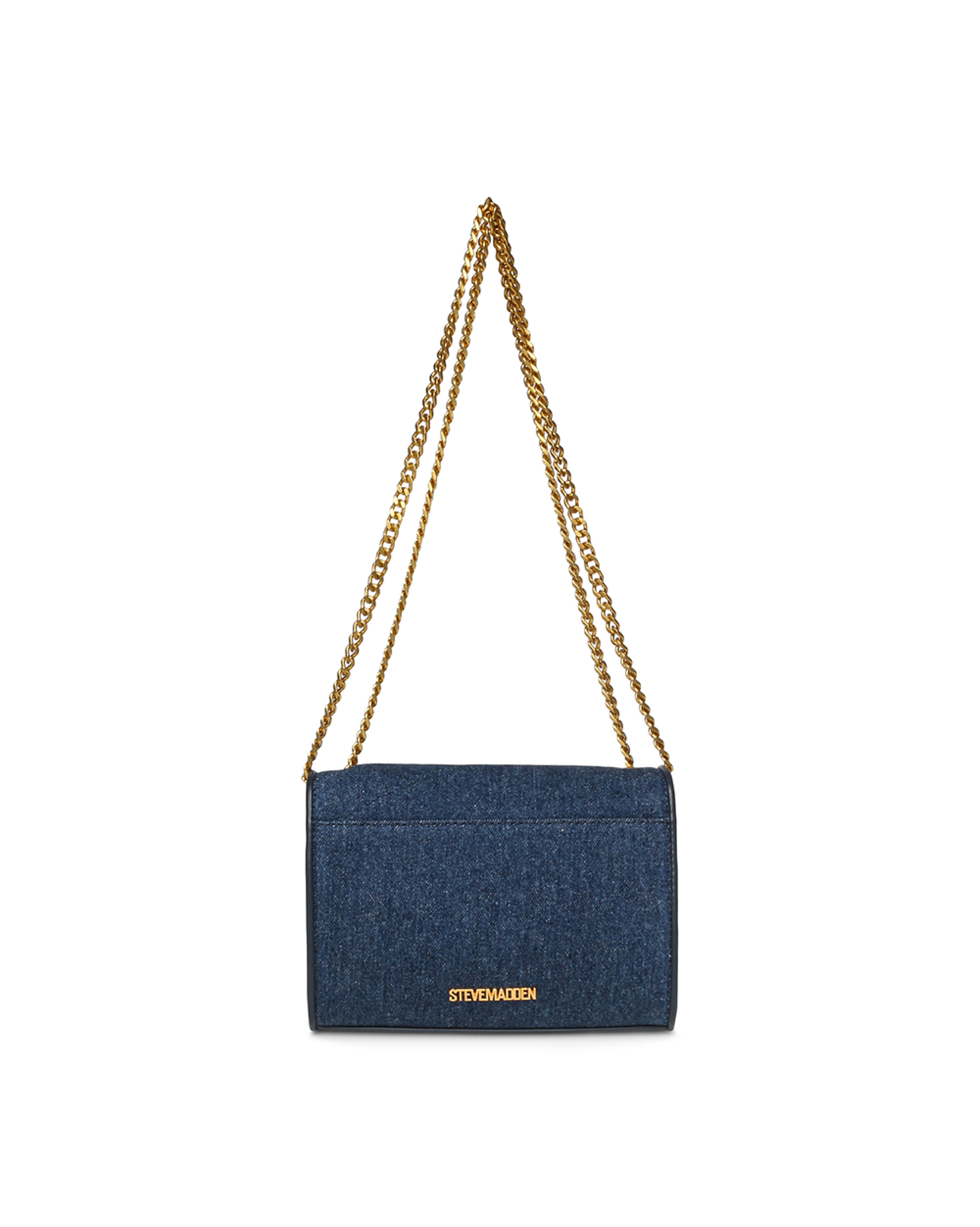 BSKYLA 丹寧芭蕾造型綁帶肩背包-藍色