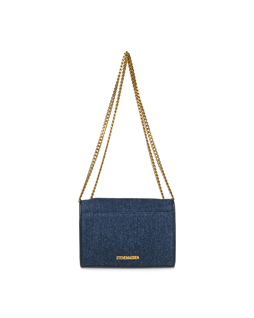 BSKYLA 丹寧芭蕾造型綁帶肩背包-藍色