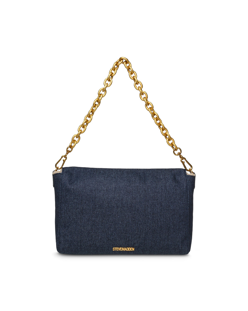 BAMORA 率性丹寧素面側背包-藍色