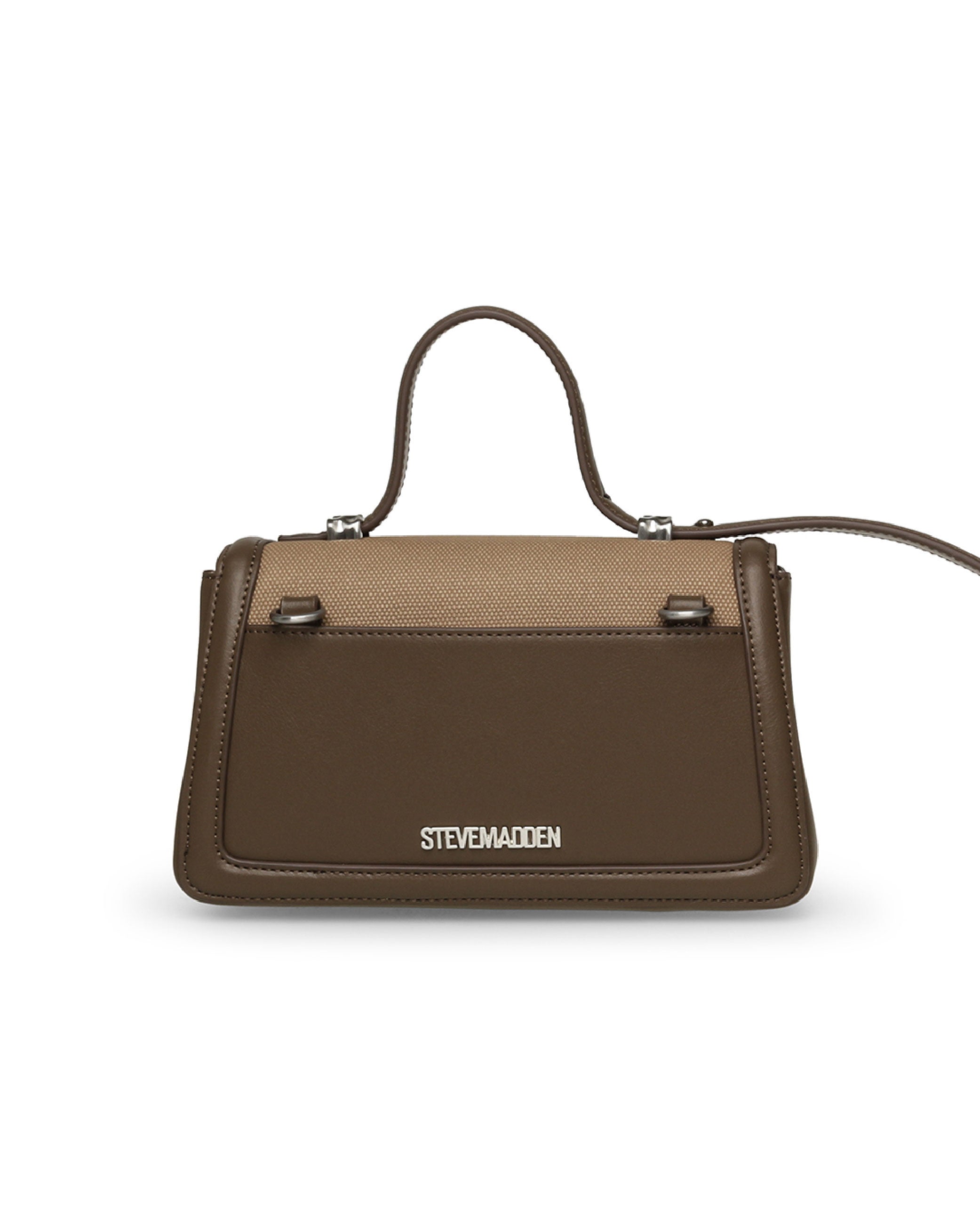 BQUILL 草編拼接翻蓋側背包-咖啡色