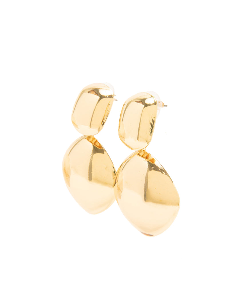 方塊菱形垂墜耳環-金色