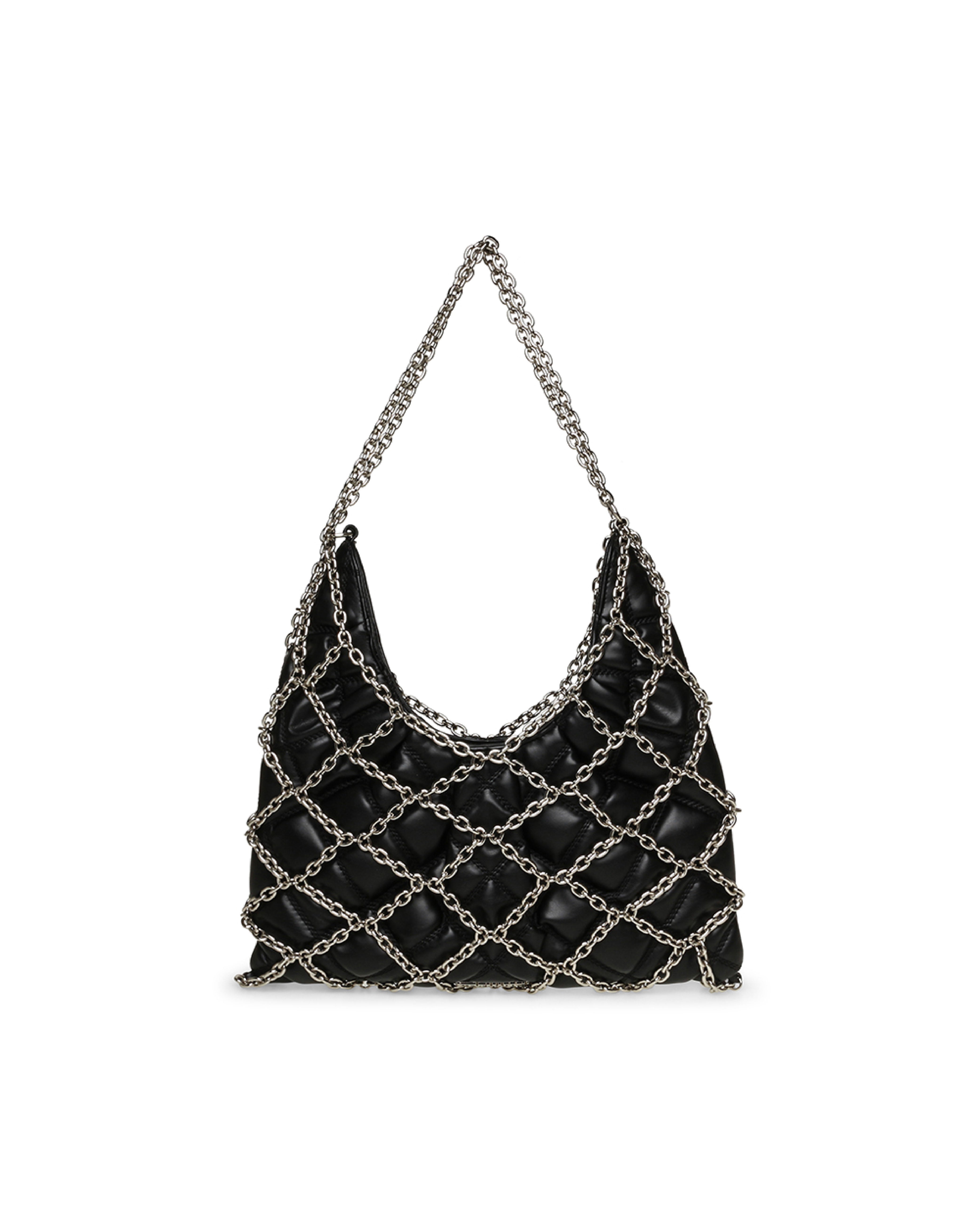 BFREESIA 率性鍊帶菱格紋托特包-黑色